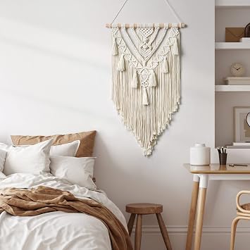 Dremisland Macrame Wall Hanging Boho Geometric Woven Tapestry Wall Decor