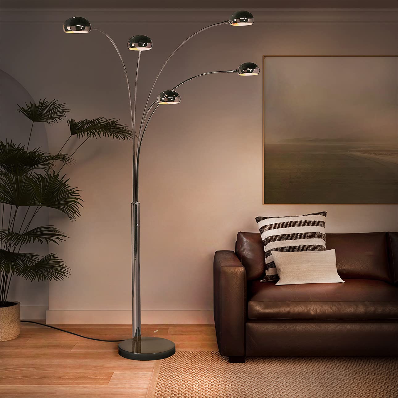 Mushroom 5 Light Arc Floor Lamp - Black Nickel, Dimmer switch