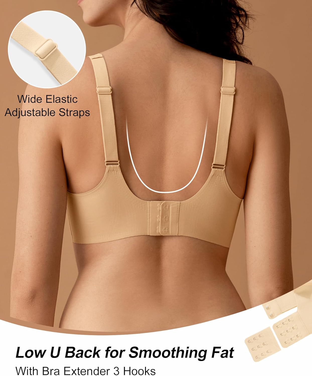 SHARICCA Womens Wireless Bras Full Coverage Deep V Mesh Bra Comfortable Seamless Soft Padded Sleep Bralettes - Image 4