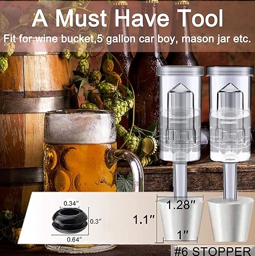 Miniatura 6 de Esclusas de aire de 3 piezas con 10 ojales, kit de esclusa de cerveza, esclusas para fermentar fermentación de bloqueo de aire para elaboración