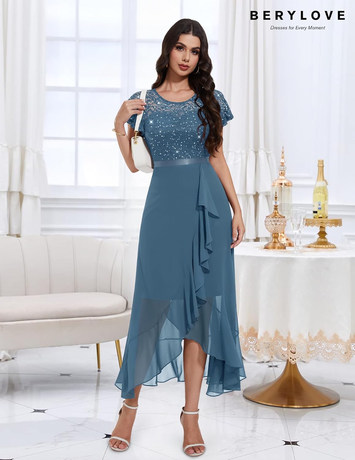 BeryLove Formal Dresses for Women 2026 Wedding Guest with Slit Cocktail Elegant Lace Long Prom Dress - Image 5