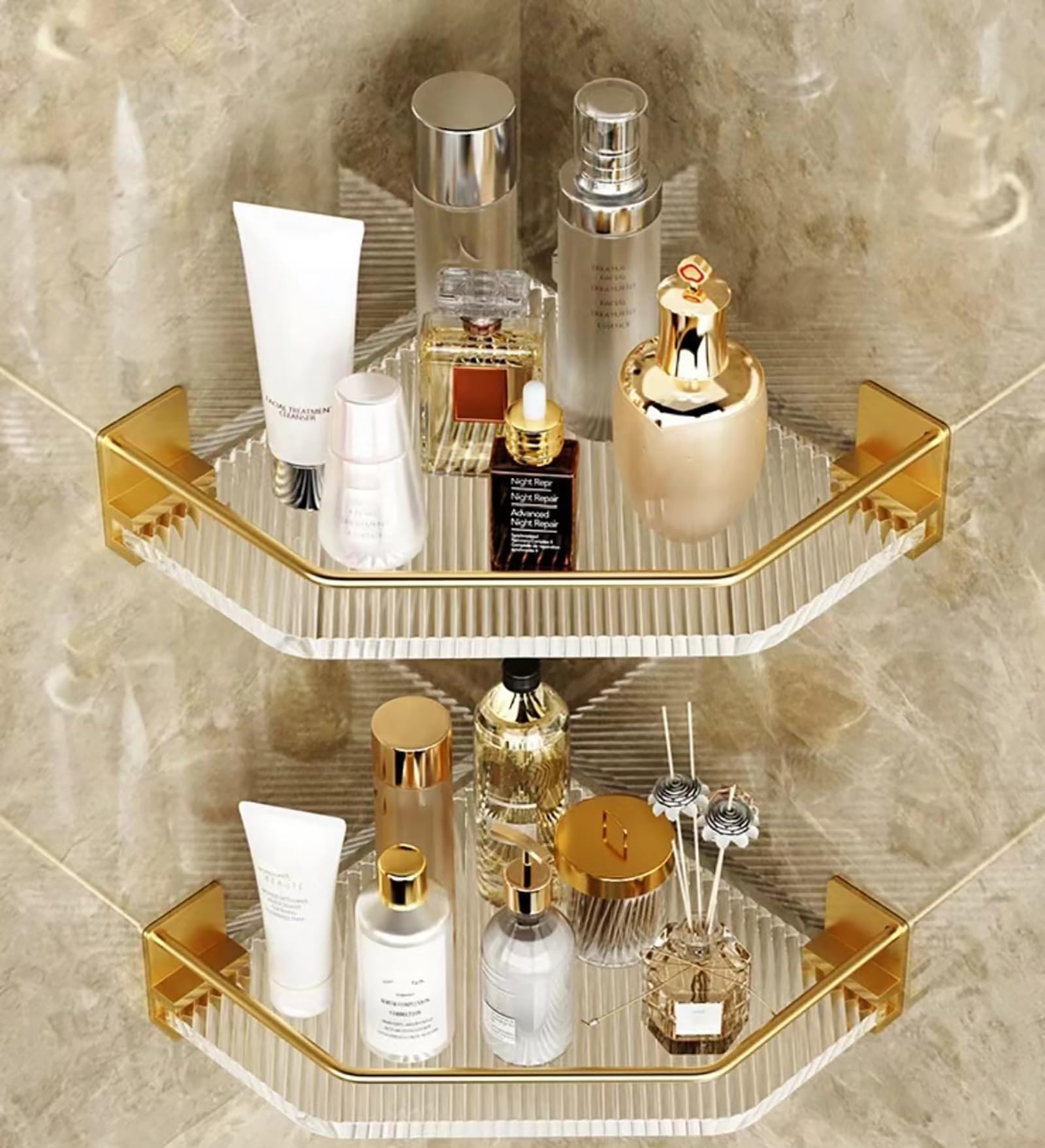 EVERZONE Shower Corner Caddy 2 Pack 12 Brushed 304 Stainless Steel Organizer for Bathroom Kitchen Balcony Floating Shower