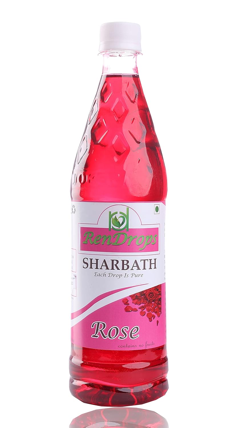 RENDROPS™ Rose Sharbath Rose Syrup Mix with Milk Gulkand Syrup