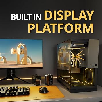 Geometric Future M5 Tempered Glass Mid Tower, E-ATX/ATX Gaming Case, 1.2mm Steel, Type C, Toolless Panels, Support 420/360 Radiator, ARGB PWM 140m fan x 5 Pre-Installed, Black/Grey, GEO-M5F-BG