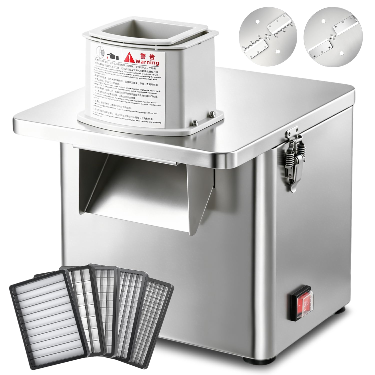 Mxmoonant CC-2 Electric Vegetable Slicer in a kitchen setting, showing its compact stainless steel design.