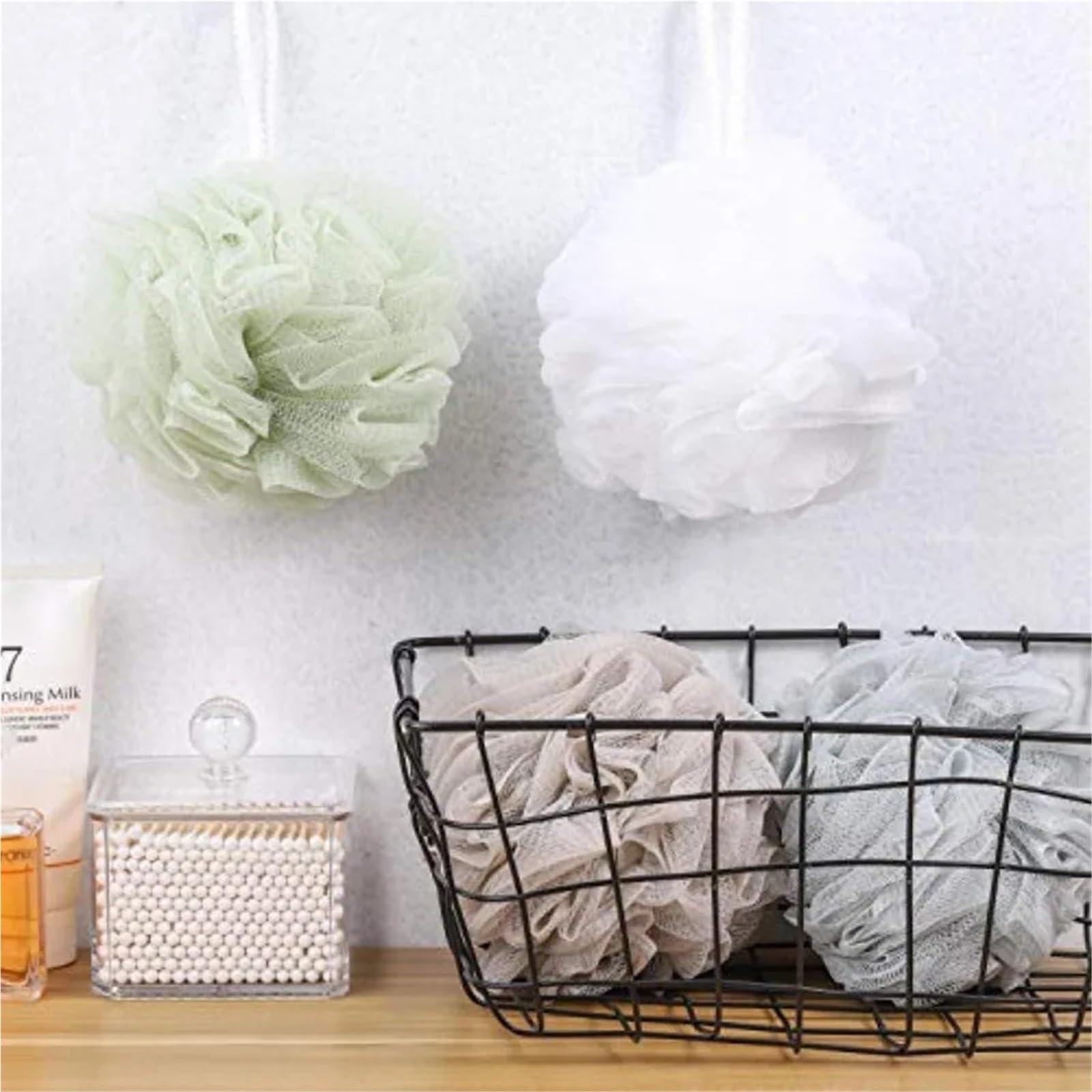 Badeschwamm aus Netzgewebe Mesh Pouf Bath Scrunchies Pack of 4