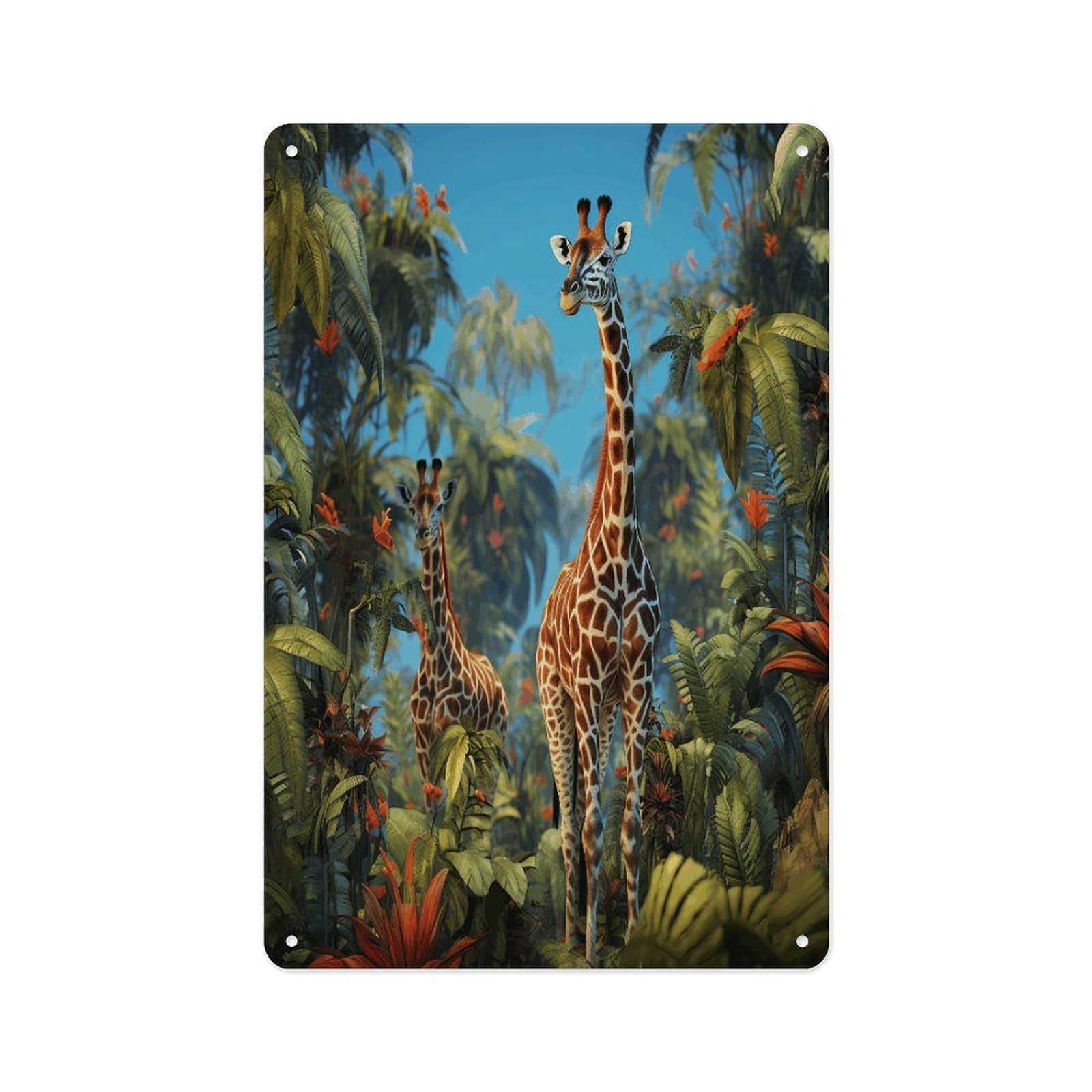 FekiLoot Jungle Giraffe Wall Decor Metal Signs Tin Signs Poster