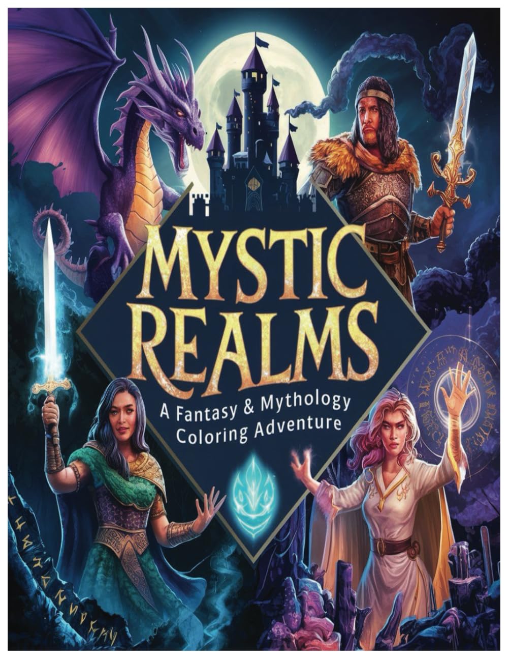 Mystic Realms: A Fantasy & Mythology Coloring Adventure: Dive into Mythical Creatures and Legendary Heroes
