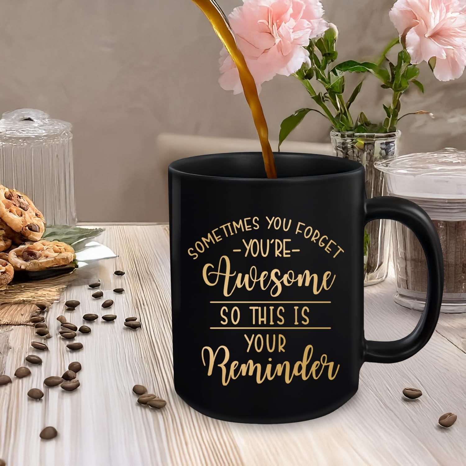 Birthday Gifts for Women, Sometimes You Forget You're Awesome Mug, Inspirational Gift for Women, Birthday Appreciation Gifts for Coworkers Friends Female Sister Mom Wife Girlfriend Bestie Bff (Black) - Image 3