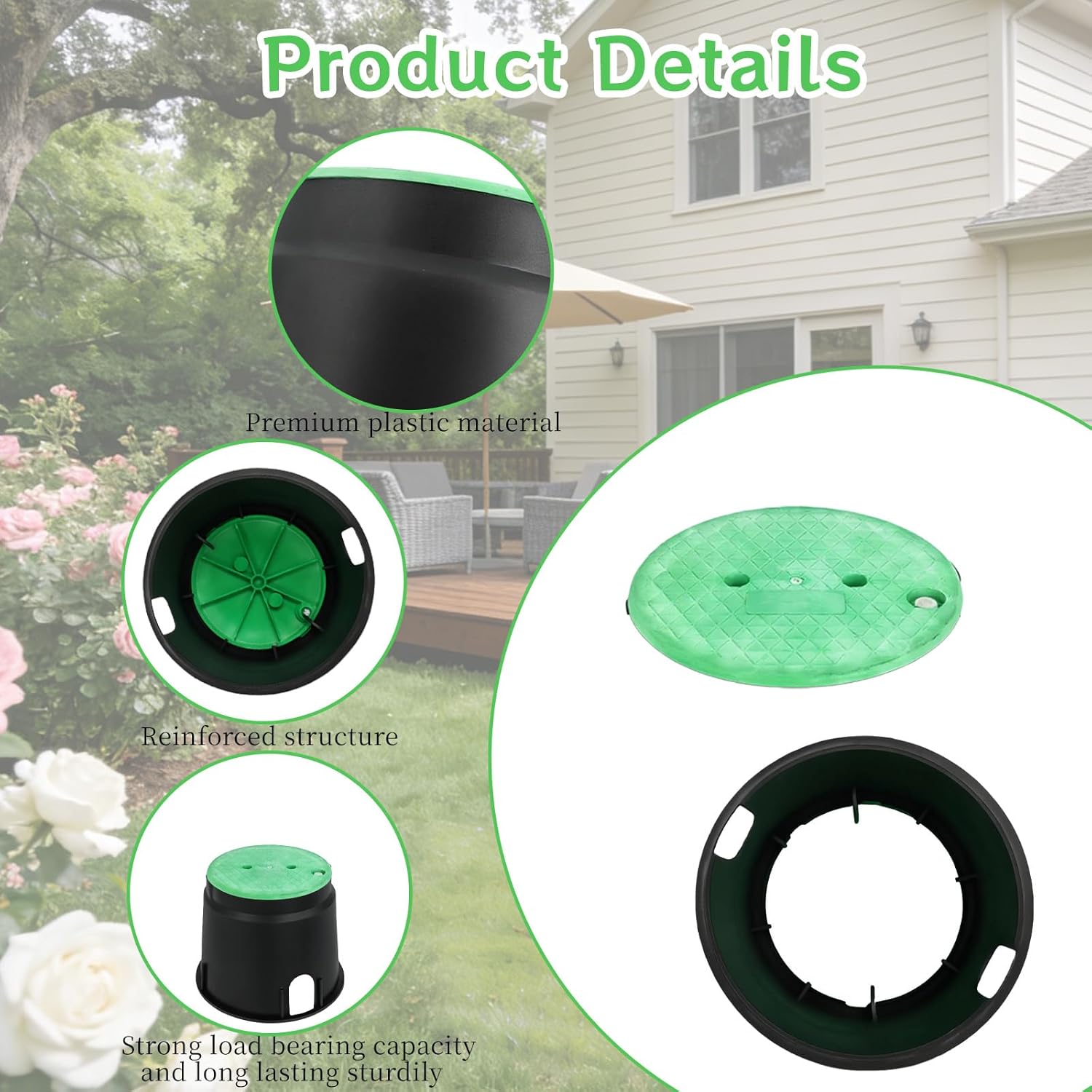 2 Pcs 910 Electrical Splice Box 10 Inch Diameter Black Inground Valve Container Underground Electrical Junction Box for Outdoor Wiring Splices