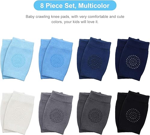 Miniatura 4 de 8 pares de rodilleras antideslizantes unisex para bebés, protectores de rodilla para aprender a gatear, calcetines calentadores de piernas