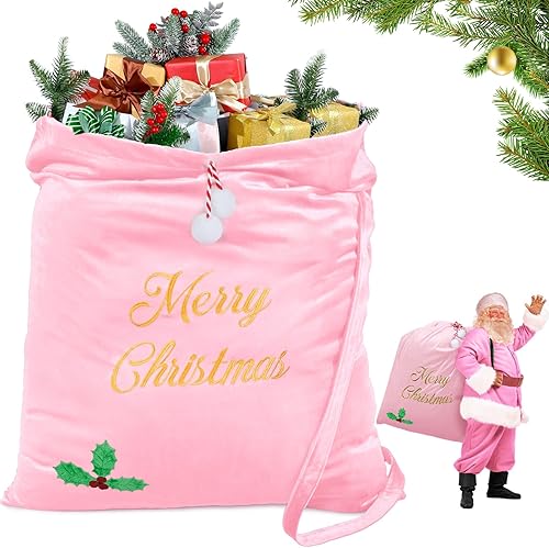 WILLBOND Bolsas de regalo grandes de terciopelo de Navidad de 36 x 30 pulgadas, bolsa de regalo de Papá Noel con cordón, bolsa de regalo de Navidad,