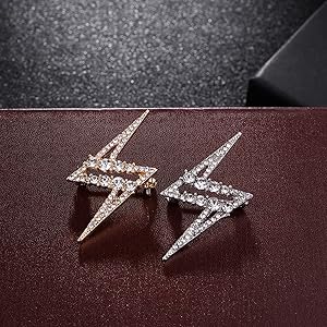 Amazon.com: Rhinestone Lightning Bolt Brooch Pin for Men