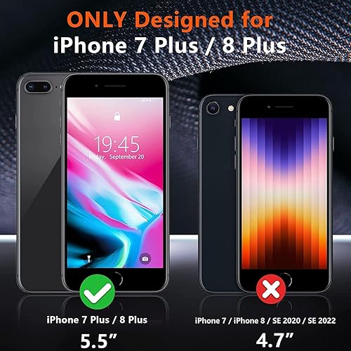 Miniatura 8 de YmhxcY Funda para iPhone 8 Plus iPhone 7 Plus con 2 piezas protectores de pantalla flexibles EPU, a prueba de golpes y caídas, funda de protección