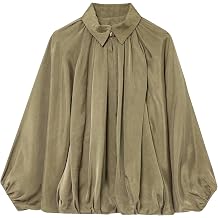 Womens Casual Puffed Bomber Jackets Lightweight Pleats Bubble Sleeves Lapel Collar Zipper Shirts Streetwear