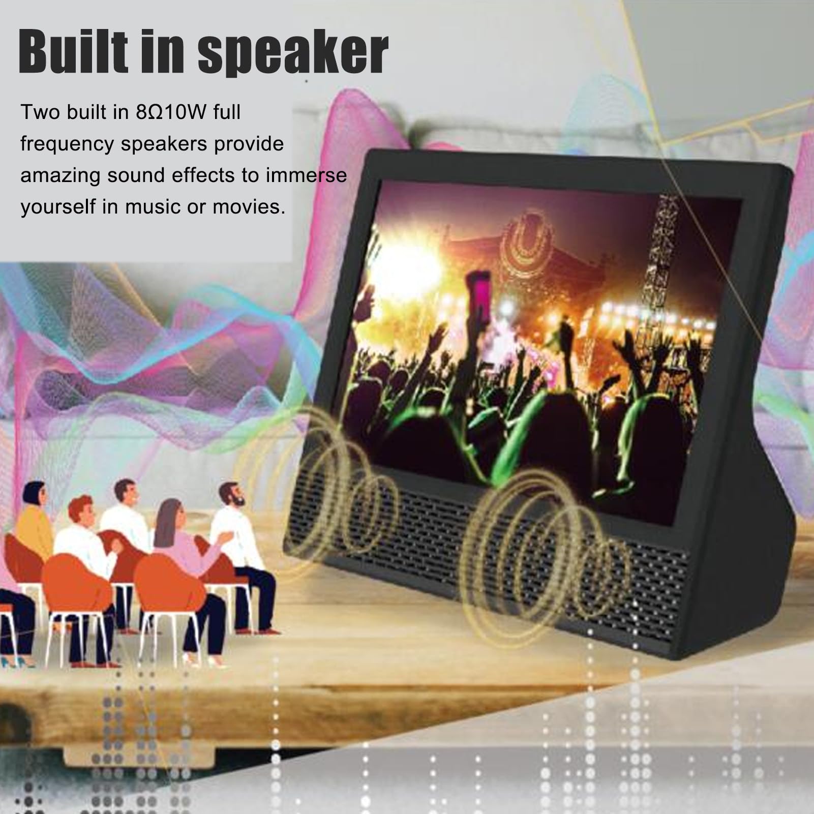 TV Portable 14 Pouces, TV Numérique 1366 X 768P avec Batterie Rechargeable 8800 MAh, Prise en Charge Dab, USB, HDMI, Carte TF, Télévision pour Camping, Cuisine, Camping-Car