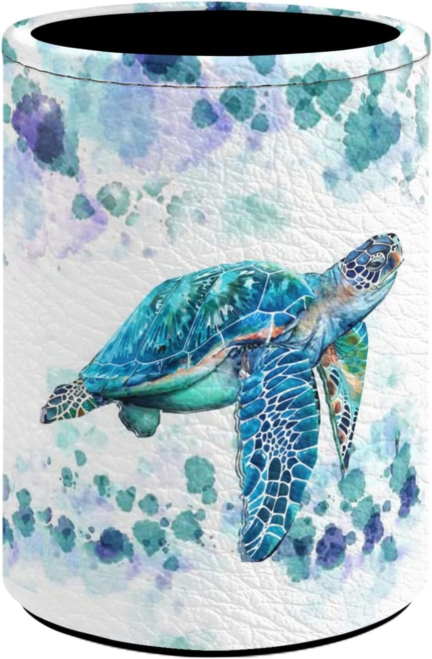 Upetstory Sea Turtle Pencil Holder Stand Pen Cup Pot Pouch Decorative Makeup Brush Storage Organization Gifts for Women Men Desk Office Home