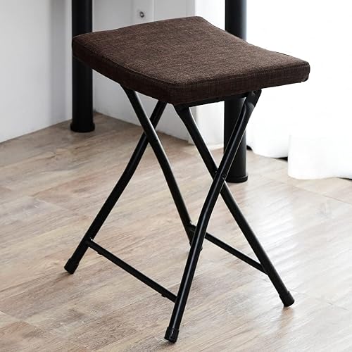 Yamazen YZX-025 (DBRBK) Folding Chair, Wide, Stool, Pipe Chair, Width 15.0 x Depth 12.6 x Height 19.7 inches (38 x 32 x 50 cm), Finished Product,