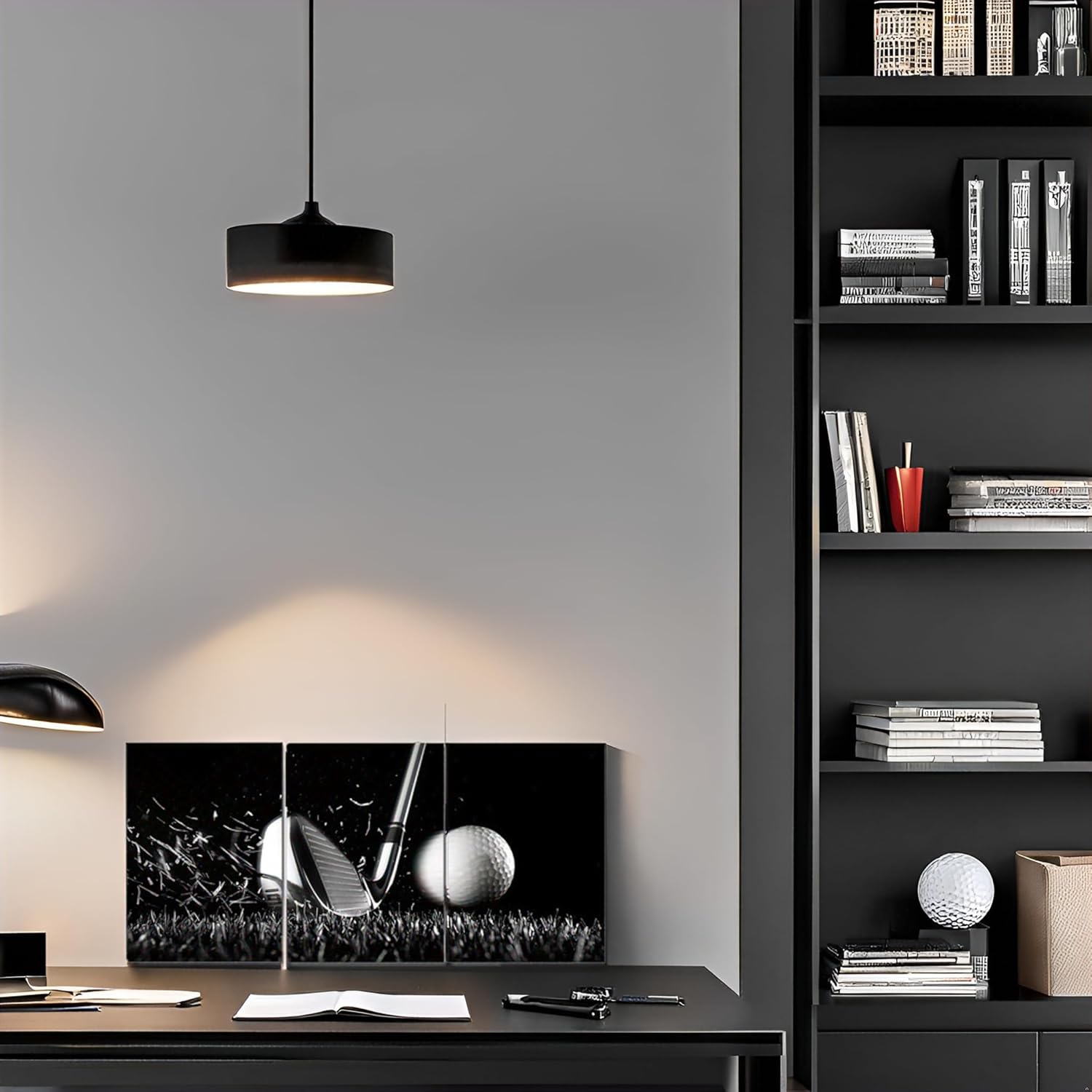 TAOMI Golf Course Boy's Bedroom Gym Black Artwork Black and White Canvas Wall Art Golf Pictures for Man Cave Sport Home Sport Fan Wall Décor Frame 12x16inch Minimalist - Image 2