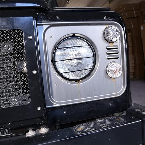 Miniatura 6 de YIWANG Protector de la lámpara trasera de metal negro para Land Rover Defender 2014-2019 Accesorios externos del coche (cubierta de faros 2 unidades)