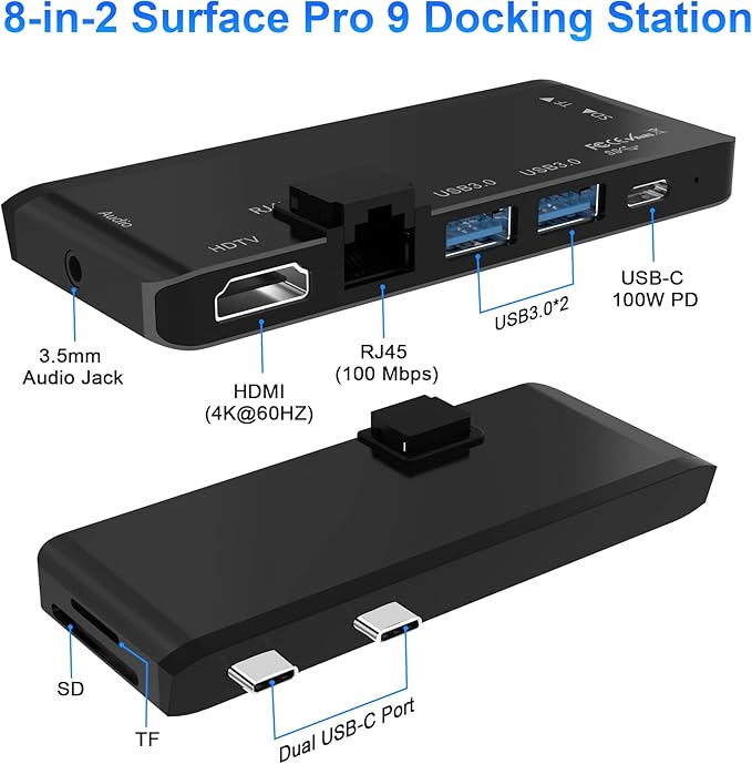 Hub USB para Surface Pro 9/10/11 - 8 Puertos, 4K HDMI miniatura 2
