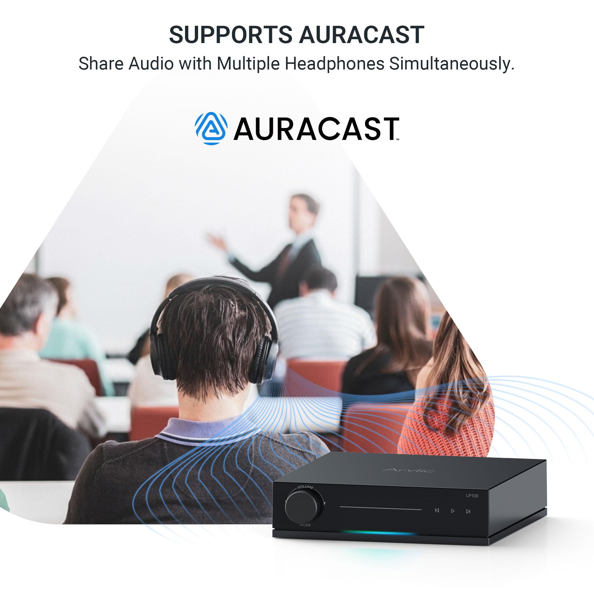 Arylic LP100 Musik-Streamer – WiFi Audio Vorverstärker mit AirPlay 2, Google Cast, Spotify/Tidal/Qobuz Connect, Auracast, HDMI eARC, optischen/analogen Eingängen sowie Hi-Res-Audio (192 kHz/24 Bit)