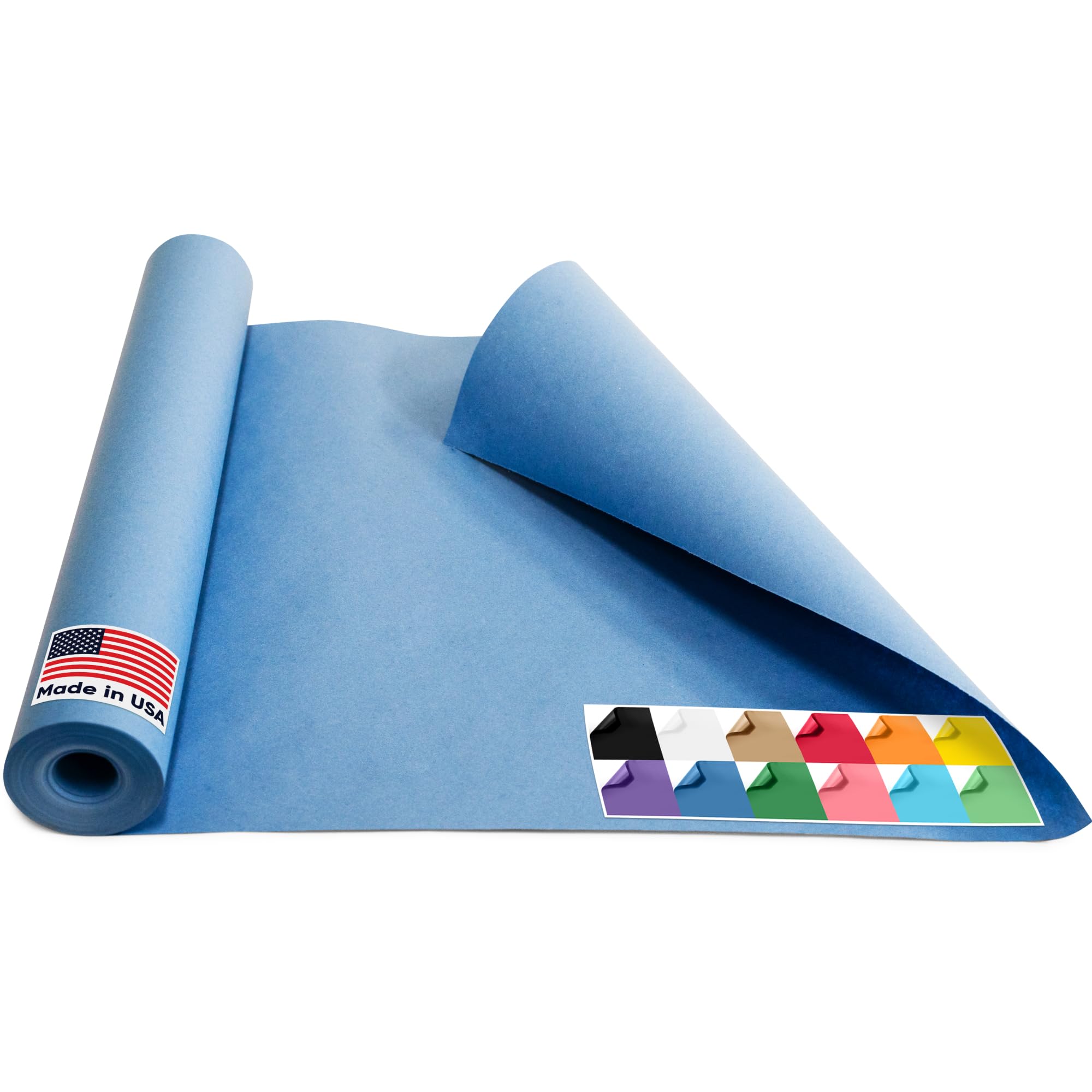 USA Made 18" x 1200" Dark Blue Kraft Paper Roll, 45 lbs Thickness, American Quality Colored Kraft Paper for School, Bulletin Board - Non-Toxic, Odorless, Safe for Kids