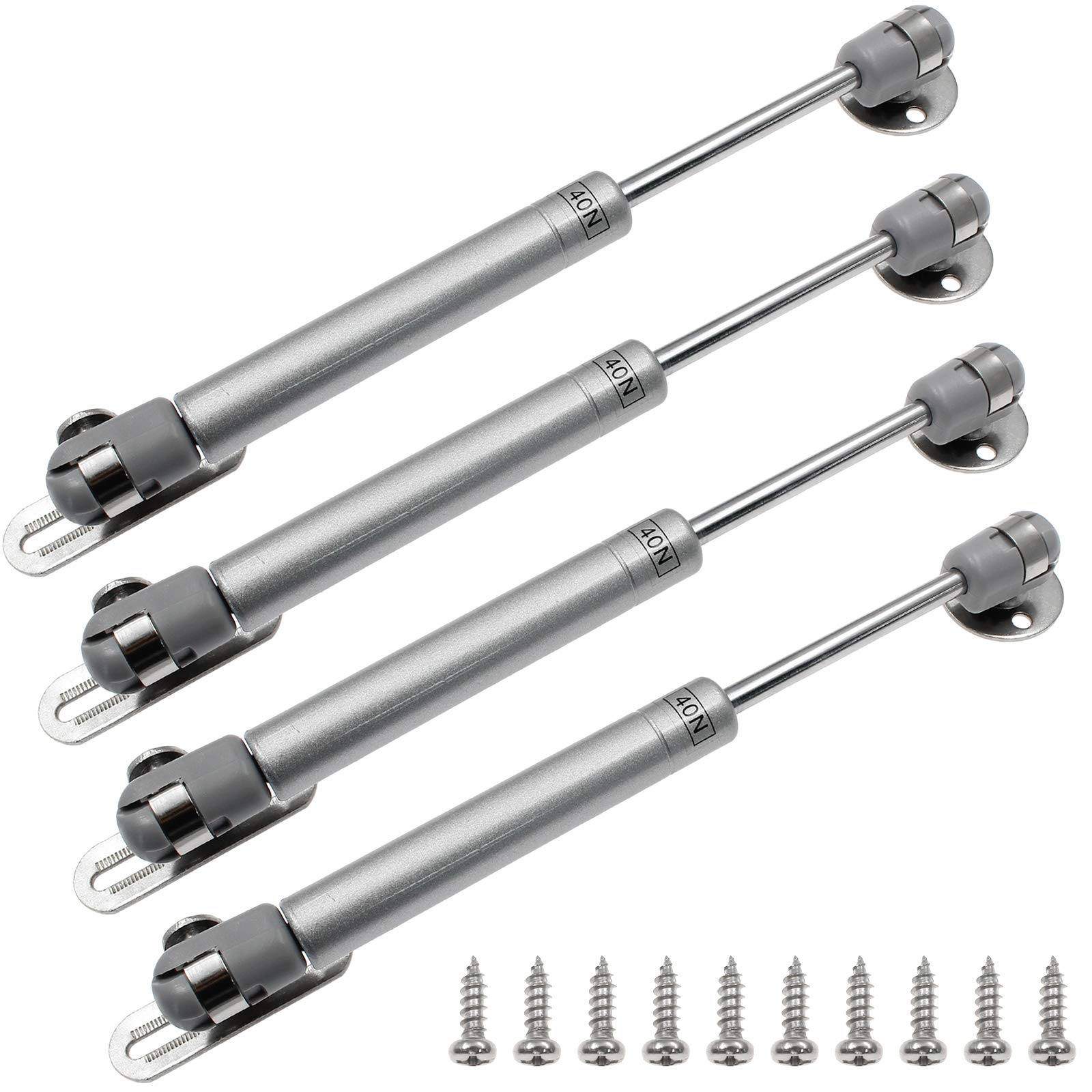 4Pcs Hydraulic Support Cabinet Hinge, 8 Inch 40N Soft Close Lid Supports & Buffer Telescopic Cabinet Door Gas Spring Glue Head Supports with Screws for Cabinet, Storage Box