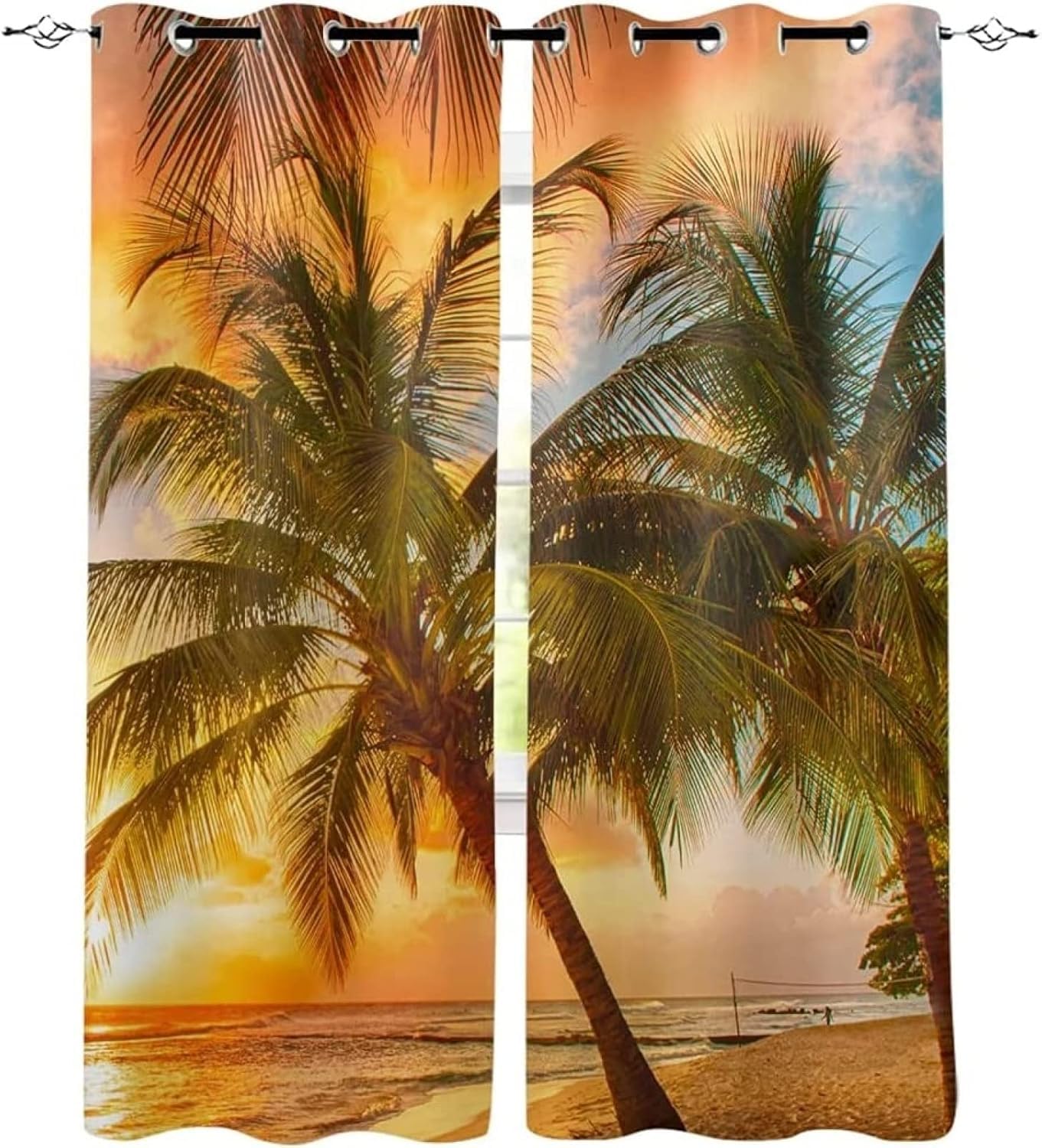 Rideau isolant thermique paysage marin tropical occultant e3117