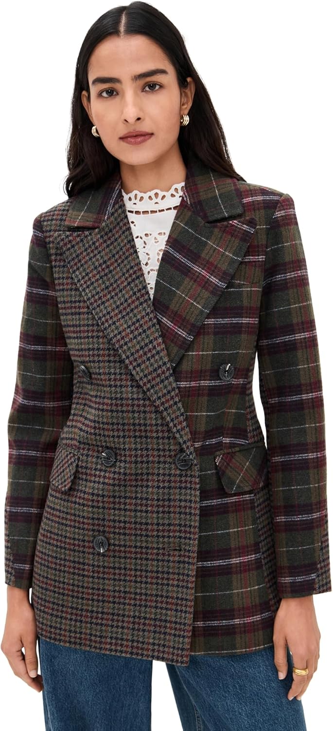 Avec Les Filles Women's Combo Collar Hourglass Blazer