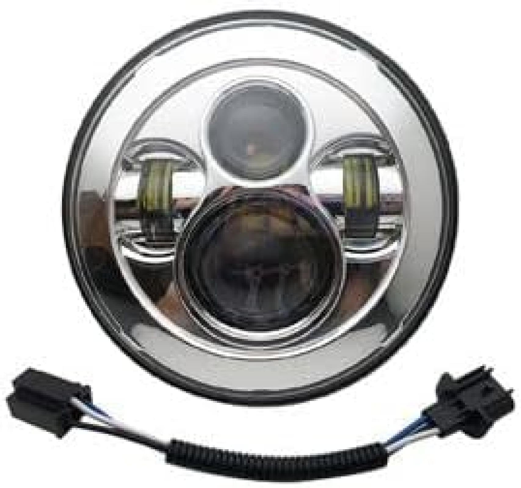 Phare de moto LED 7 pouces chrome pour remplacer optique jaune - 8
