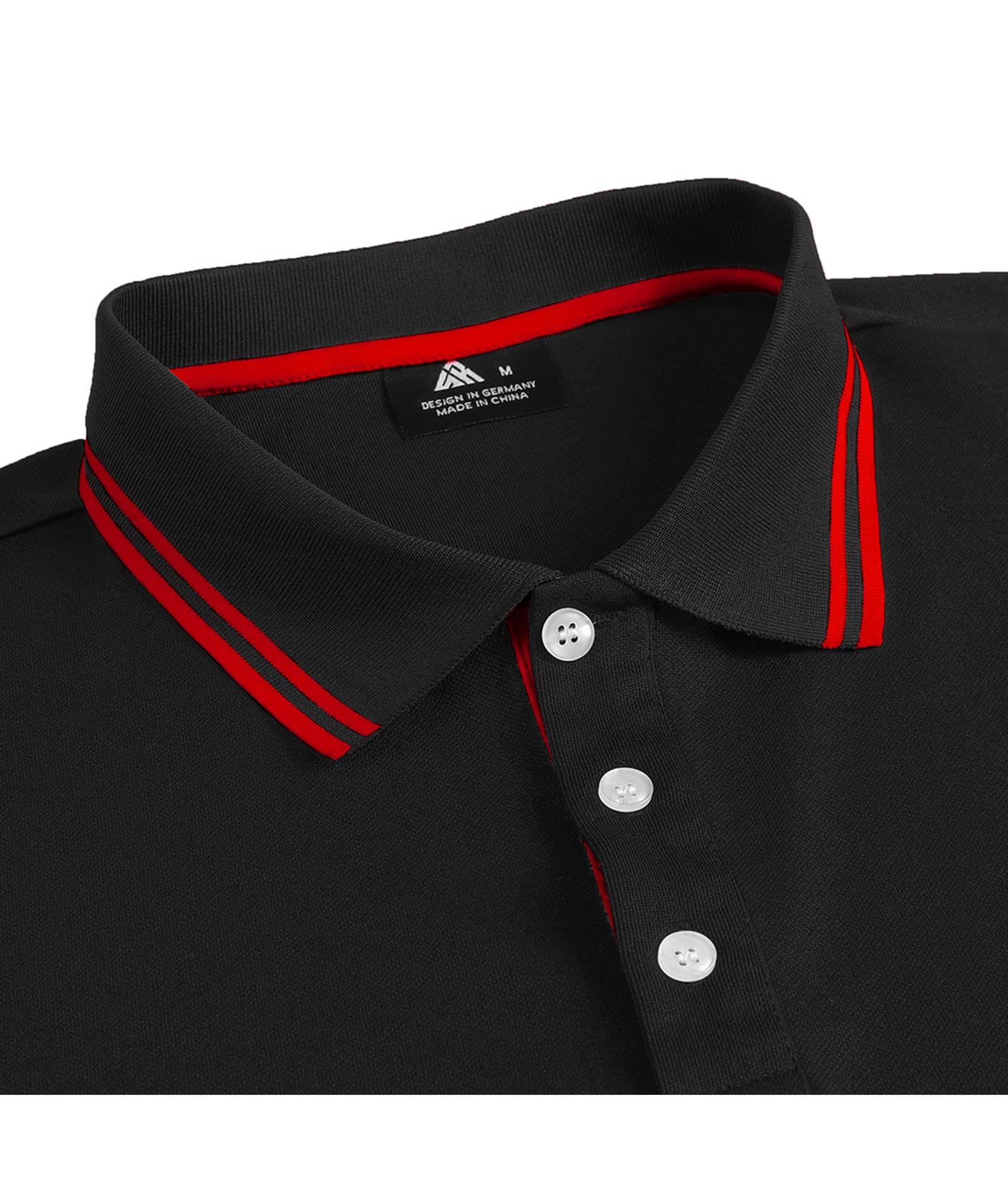 SECOOD Koszulki polo dla mężczyzn odprowadzające wilgoć krótki rękaw sporty na świeżym powietrzu wydajność taktyczna golf tenis koszulka, 110-czarno-czerwony, XL