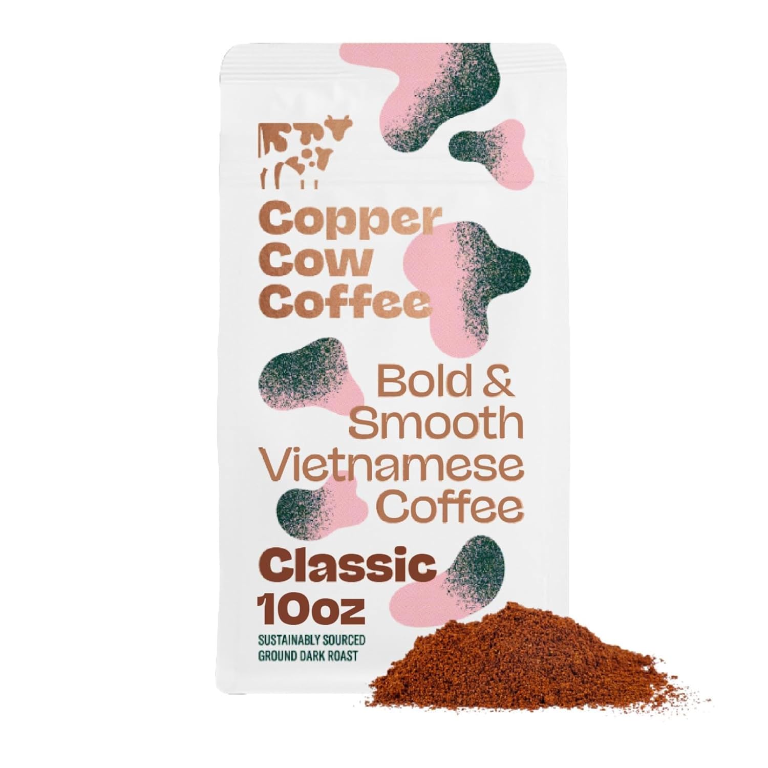 Copper Cow Premium Vietnamese Ground Coffee, 10 OZ | Classic Black Coffee | Dark Roast | Vietnamese Coffee
