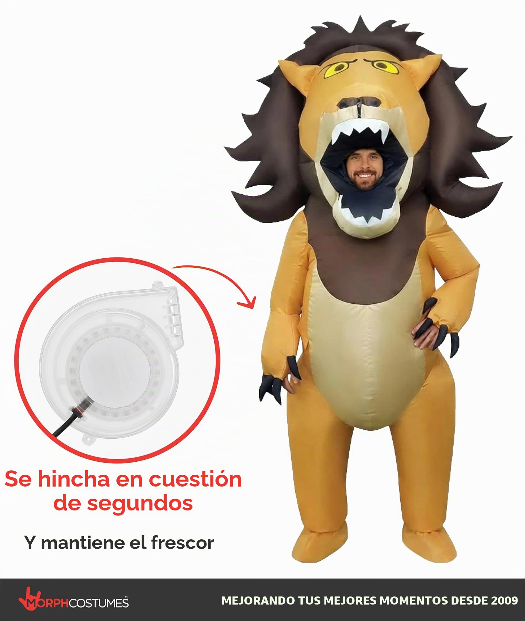 Morph Disfraz León Adulto Hinchable, Traje León Hombre para Carnaval y Halloween, Talla única