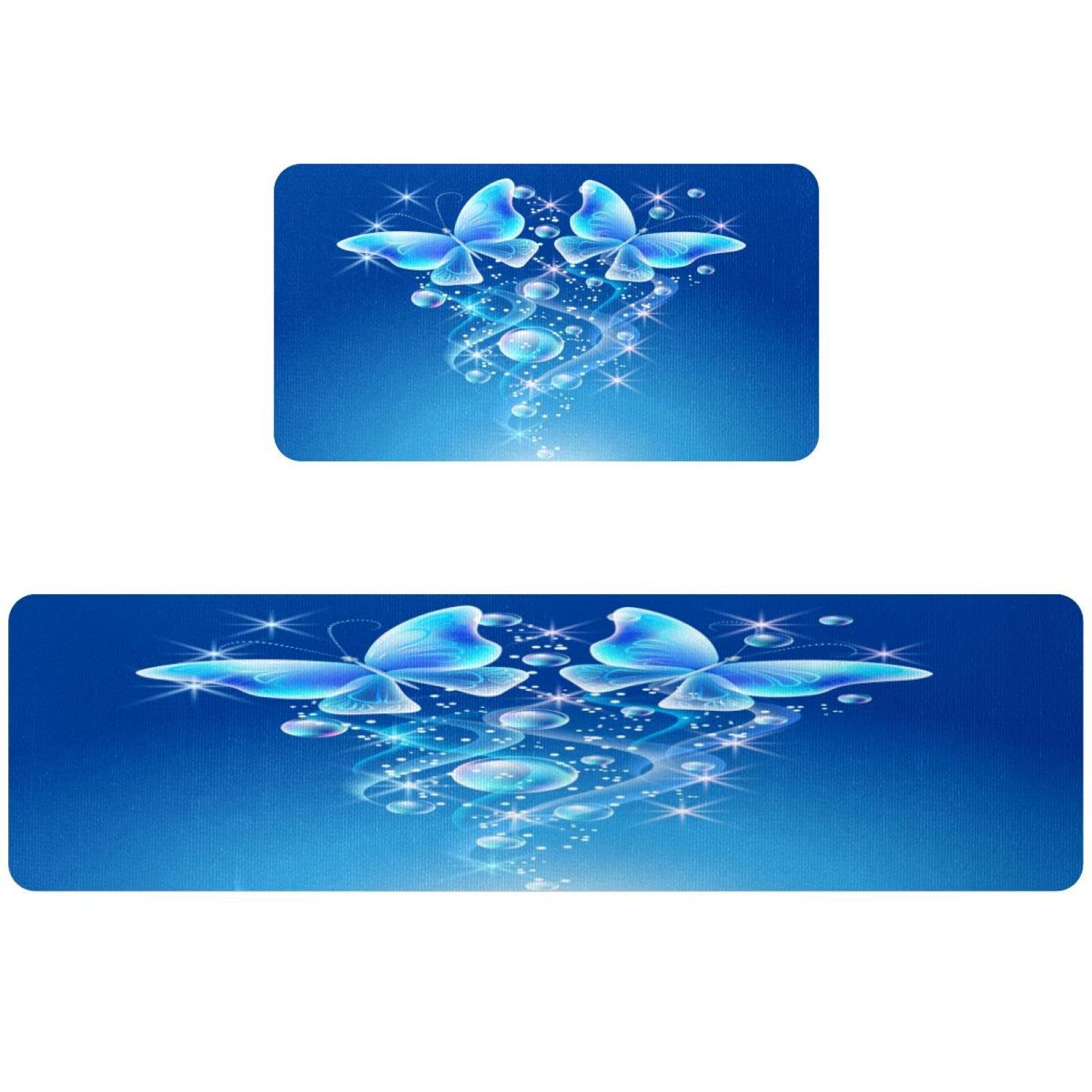 Tapis de cuisine lavables motif papillons pour sécuriser la buanderie