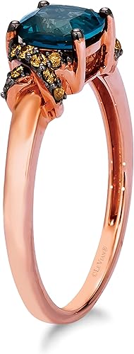 Miniatura 4 de LeVian - Anillo de diamante marrón de 110 quilates y topacio azul o amatista morada para mujer en oro rosa de 14 k (SI1-SI2, cttw) Anillo