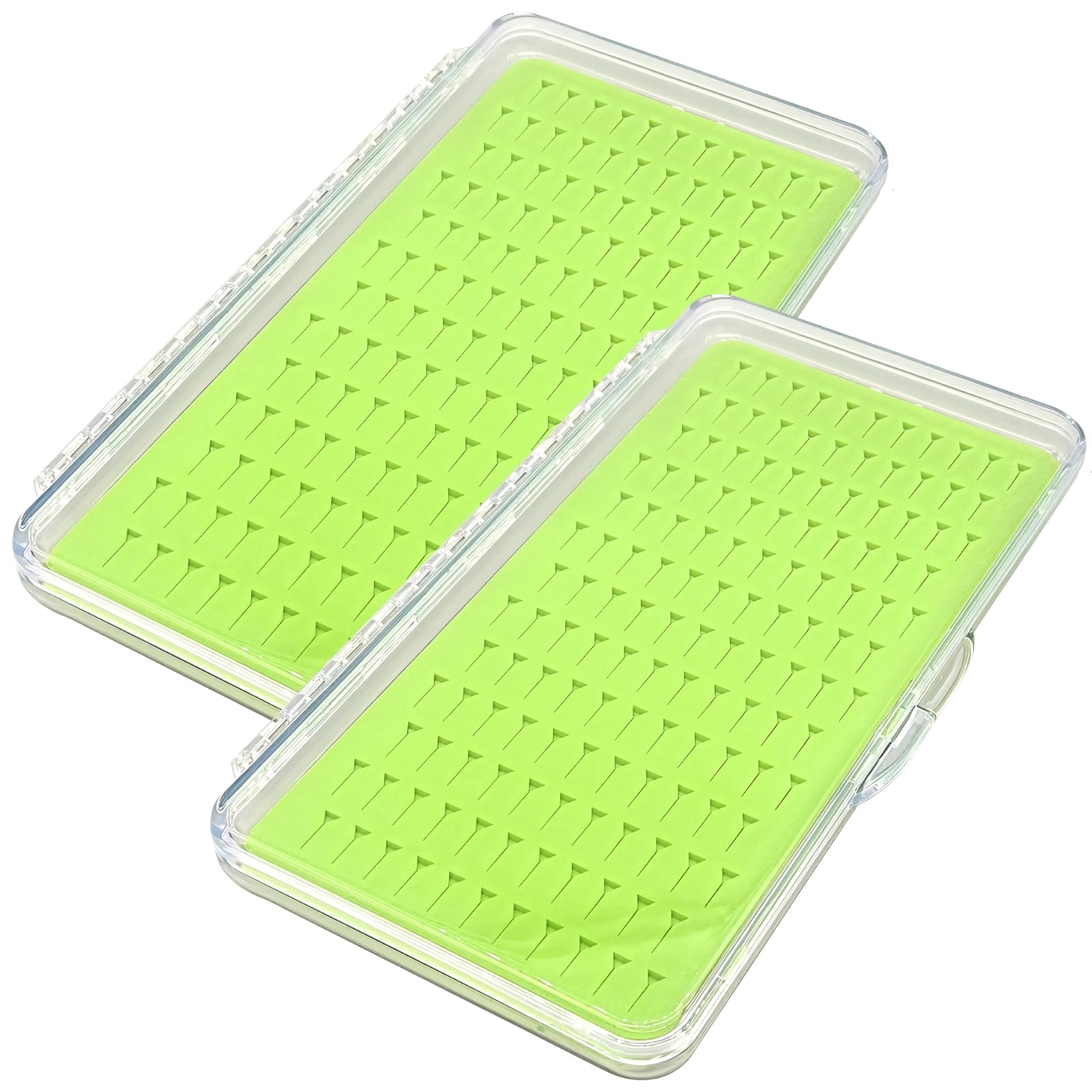 2 Pcs Fly Fishing Tackle Boxes, 143 Slots, Waterproof Transparent Cases for Storage, 7.5x4.3x0.6 in