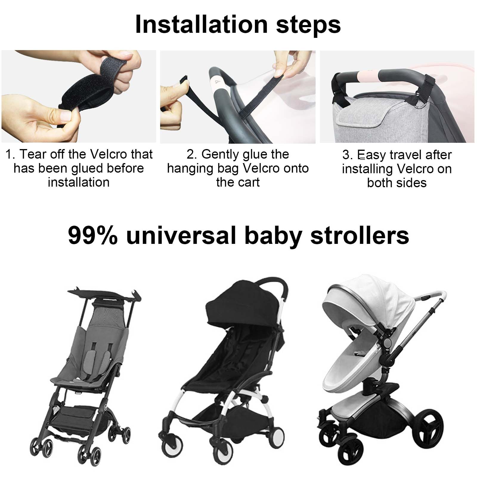 Borsa Organizer Universale Per Passeggino Neonato, Pram Bag Organizer Carrozzina Buggy Storage Bag, Multifunzione Borsa Cambio Neonato con Tracolla, Borsa per Neonati Biberon Pannolini (Nero)
