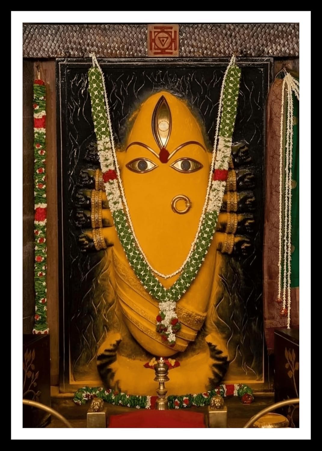 Hindu Deity Linga Bhairavi Framed Wall Art, 7 x 9 Inches, Wooden Frame