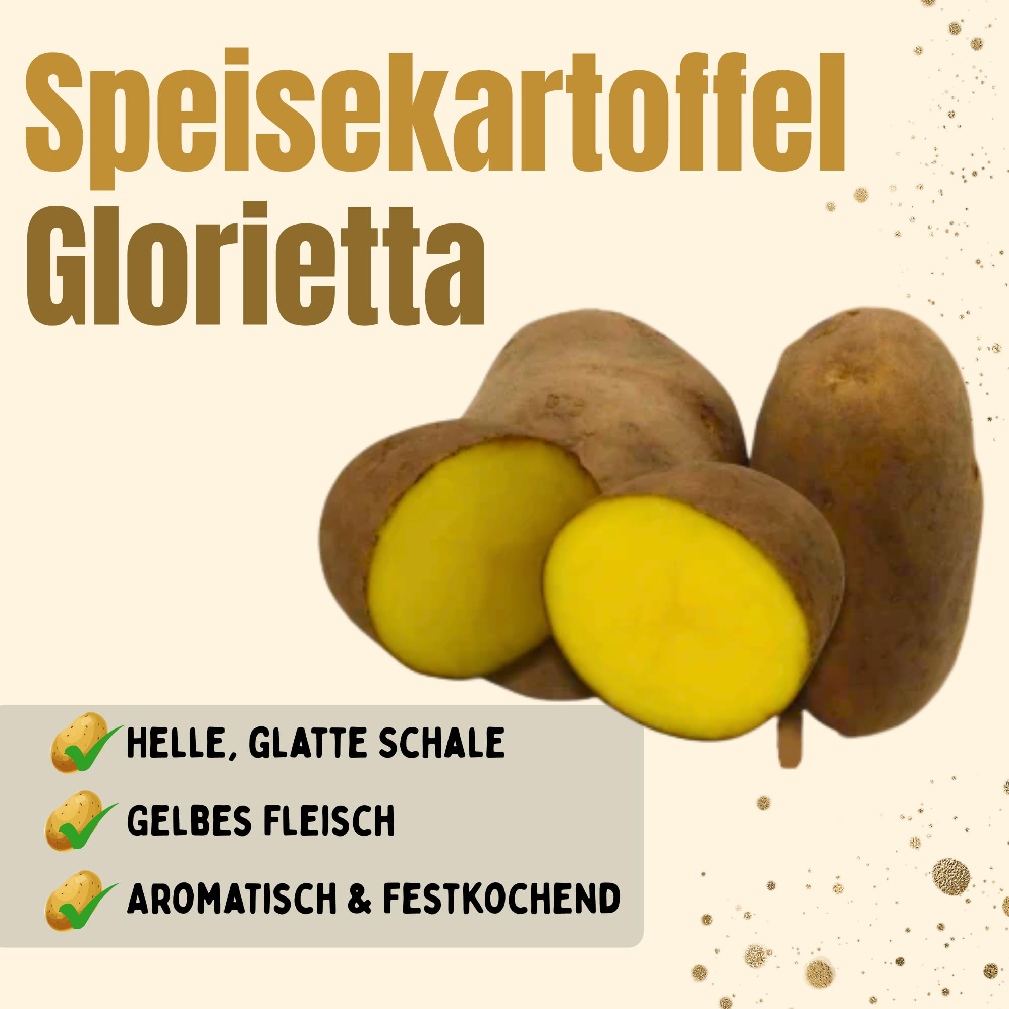 FRUCHTVERSAND24® Speisekartoffeln Glorietta 12,5kg | sehr festkochend & gelbfleischig | Ideal für Back- & Bratkartoffeln, Kartoffelsalat | fein und aromatisch, tiefgelbe Fleischfarbe