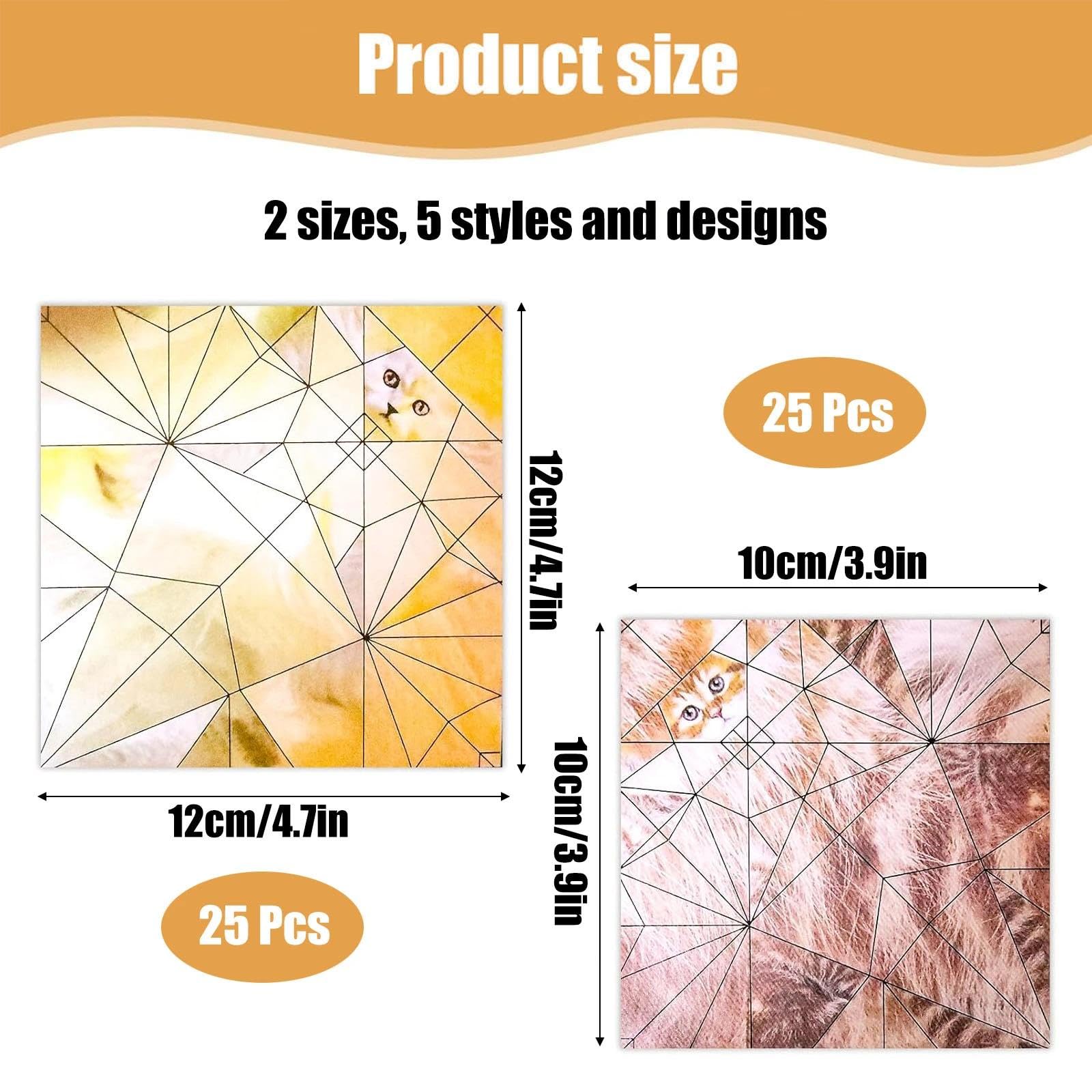 dinghaole 50 Pcs DIY Paper Cats Origami Kit, 3D Origami Cats to Fold Cute Cat Figures, Creative Origami Animal Kits - Image 2