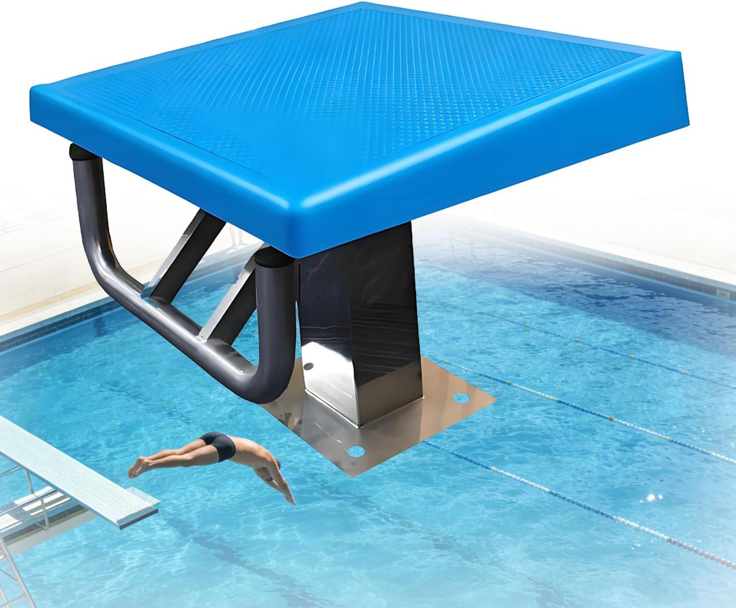 Heavy Duty Non-Slip Diving Board, Stainless Steel Jumping Platform for Indoor/Outdoor Pools, Max 140kg Load, Perfect for Training & Competitive Diving