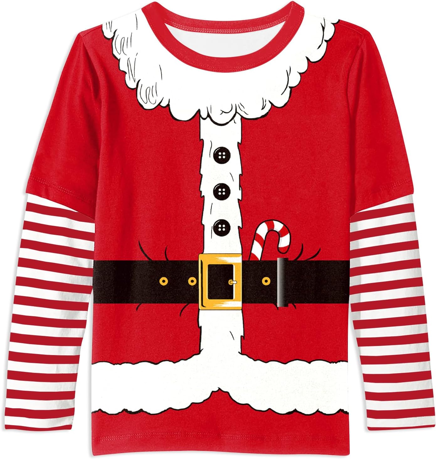 Unisex Kids Ugly Christmas Shirt Long Sleeve Striped Patchwork Top 4-14 Years