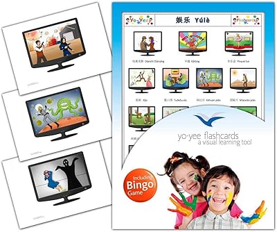 Types of Entertainment Flashcards in Chinese Language - Flash Cards with Matching Bingo Game for Toddlers, Kids, Children and Adults to Learn Mandarin