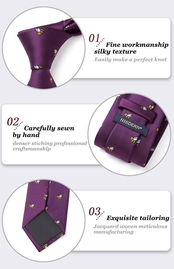Corbata y pañuelo con diseño animal para hombre miniatura 2