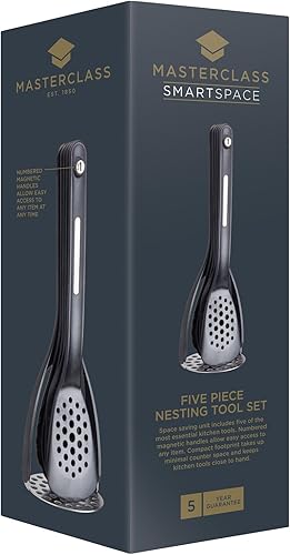 Miniatura 2 de KitchenCraft MasterClass Smart Space - Juego de utensilios de cocina magnéticos de silicona, color negro, 3.5 x 3.5 x 11.8 in, 5 unidades