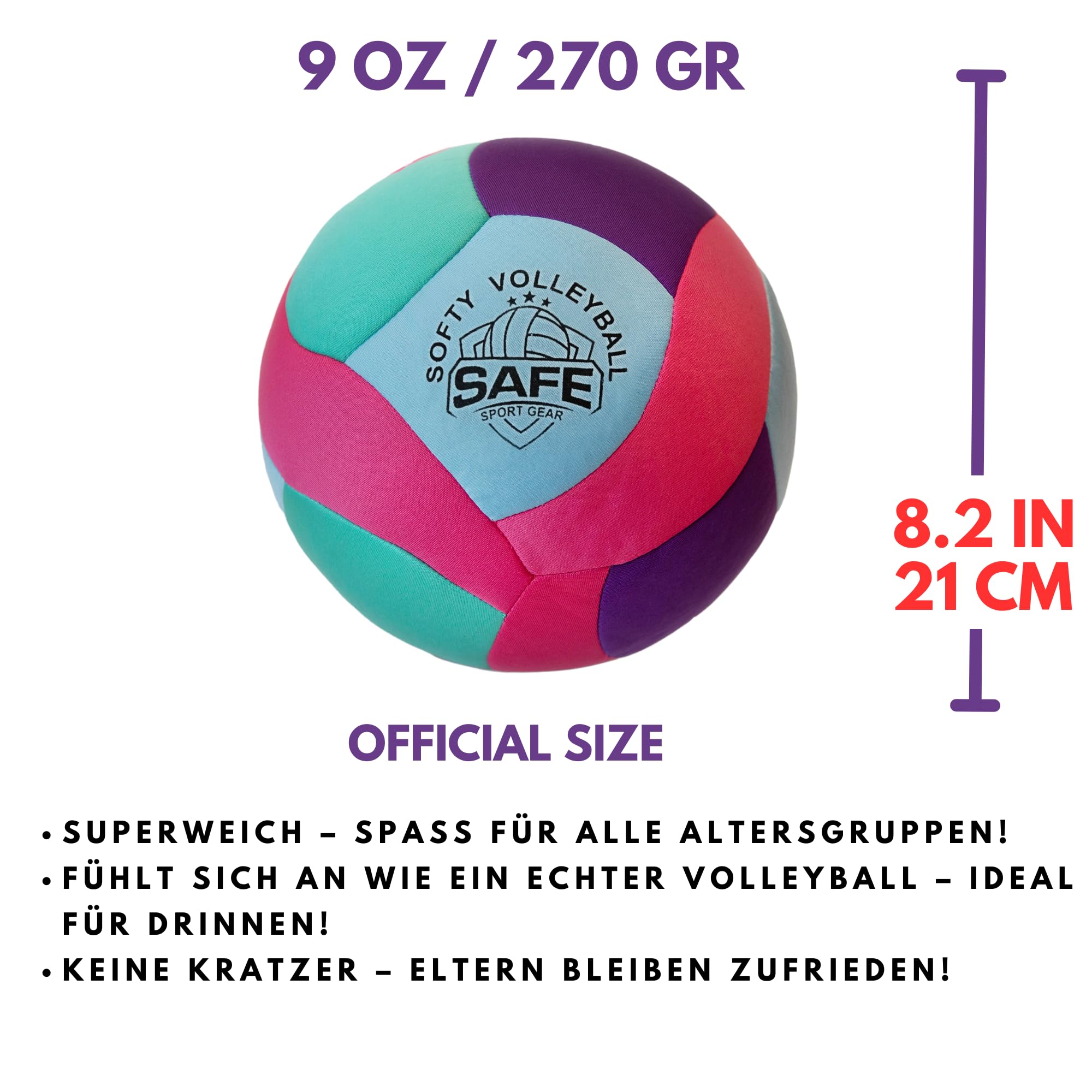 Safe Sport Gear - Softy Volleyball - Superweicher - Perfekter für Kinder und Erwachsene – Indoor- und Outdoor-Spiel – Realistisches Gefühl und Sprung