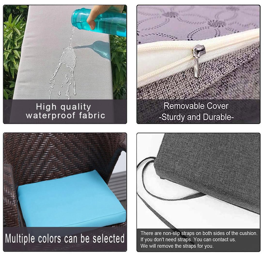 Cojín impermeable para banco de jardín de 2/3 plazas, 110 x 30 cm de grosor, perfecto para uso doméstico y patio, cómodo accesorio de jardín