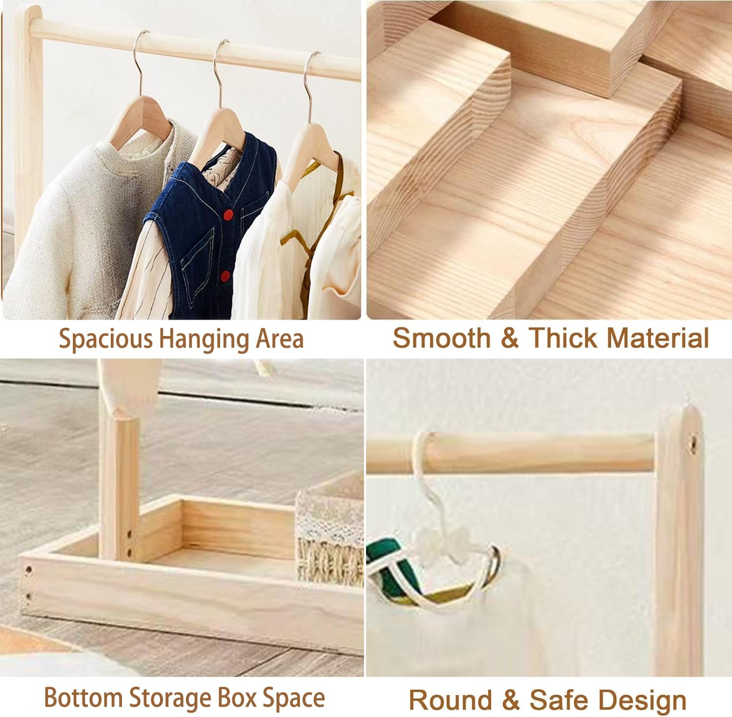 Baby Clothing Rack for Baby Shower, Pets Clothes Rack with Storage Box & Hanging Rod for Dogs Cats Dolls Clothes Display, Mini Baby Shower Crate Closet Rack