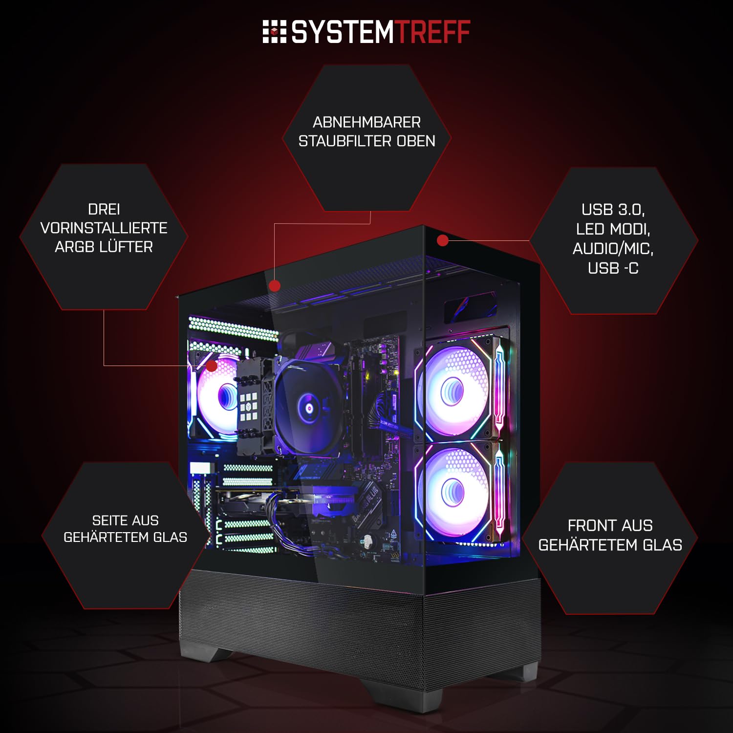 SYSTEMTREFF High-End Gaming PC AMD Ryzen 7 7800X3D 8x5GHz | Nvidia RTX 5070 12GB DX12 | 1TB M.2 NVMe | 32GB DDR5 RAM | Windows 11 | WLAN Desktop Computer Rechner für Gamer, Zocker & Streamer
